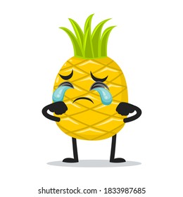 vector illustration of pineapple mascot or character crying