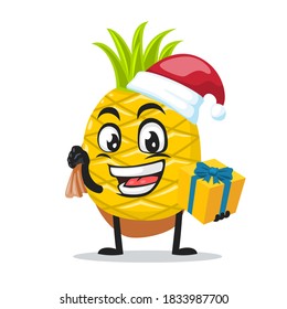 ilustración vectorial de la mascota de piña o del personaje con sombrero santa