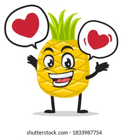vector illustration of pineapple mascot or character says with love in bubble speech