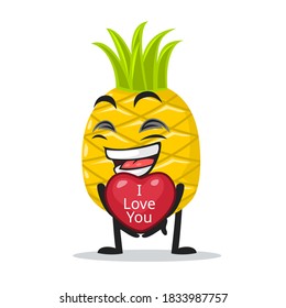 vector illustration of pineapple mascot or character give love symbol and says i love you