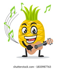 vector illustration of pineapple mascot or character playing guitar