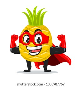 vector illustration of pineapple mascot or character wearing super hero costume