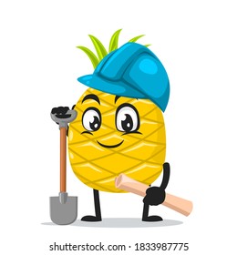 vector illustration of pineapple mascot or character wearing builder costume