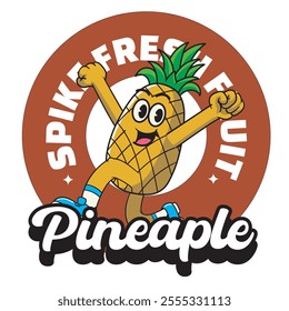 Vector Illustration of Pineapple Mascot with Retro Mascot Illustration Available for Logo Badge