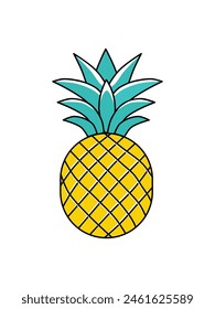 vector illustration of pineapple in minimalist and flat style isolated on white background