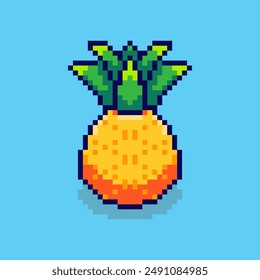 Vector Illustration of pineapple with Pixel Art Design, perfect for game assets themed designs