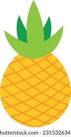 Vector illustration of a pineapple. Summer tropical fruit.