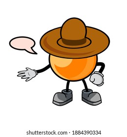 vector illustration, ping pong ball, cartoon character, mascot wearing hat