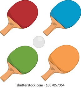 Vector illustration of ping pong rackets and a ball

