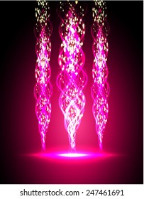 Vector illustration of pink abstract background with blurred magic neon light curved lines