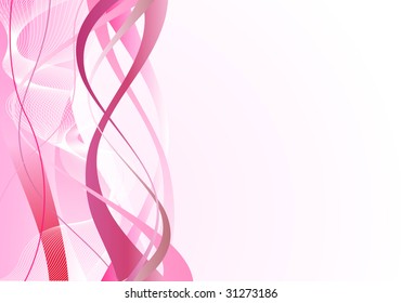 Vector illustration of pink abstract background made of curved lines