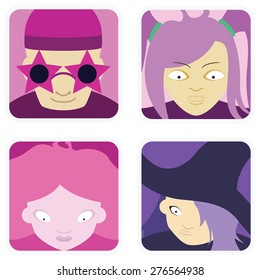 vector illustration of pink avatars