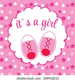 Vector Illustration of Pink Baby Shoes for Newborn Girl
