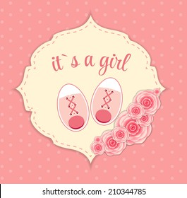 Vector Illustration of Pink Baby Shoes for Newborn Girl