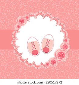 Vector Illustration of Pink Baby Shoes for Newborn Girl
