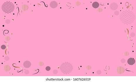 Vector illustration of a pink background with different shapes.