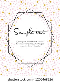 Vector illustration Pink background. Invitation with frame, wish card