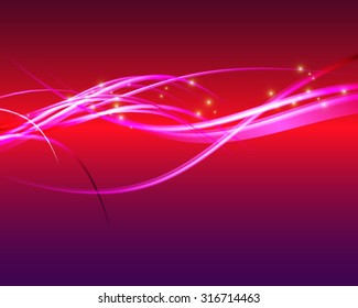 vector illustration pink background with wavy lines neon