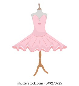 Vector illustration pink ballet dress on mannequin. Ballet tutu for ballerina. 