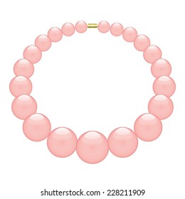 Vector illustration of Pink beads on a white  background