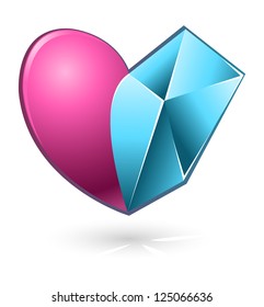 Vektorgrafik von rosafarbenem und blauem abstraktem Herzen für Valentinstag
