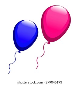 Vector illustration of Pink and blue balloons