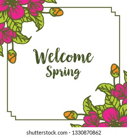 Vector illustration pink bouquet frame for welcome invitation hand drawn