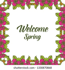 Vector illustration pink bouquet frame for welcome invitation hand drawn