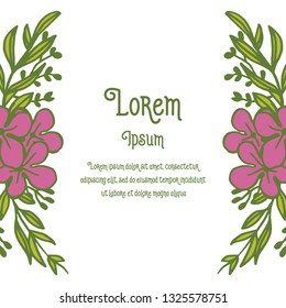 Vector illustration pink bouquets frame with write invitation romantic hand drawn