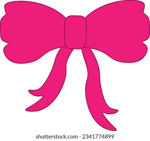 Vector illustration of pink bow isolated on white background