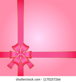 Vector illustration of Pink bow on a pink background
