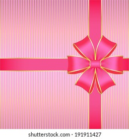 Vector illustration of Pink bow on a pink gold background