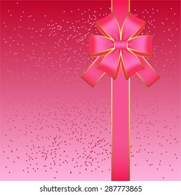 Vector illustration of Pink bow on a background with sparkles.
