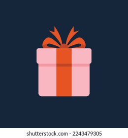 Ilustración vectorial del icono de caja rosa con regalo.