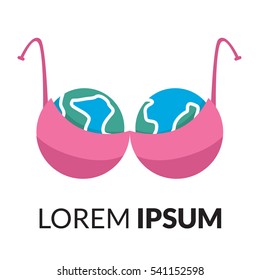 vector illustration of pink bra logo. Breast cancer awareness