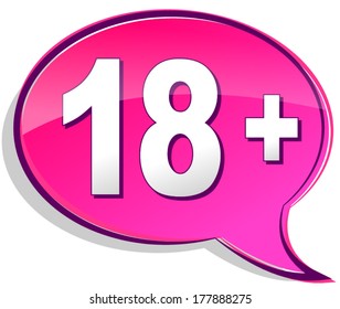 vector illustration of pink bubble for age restriction