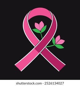 A vector illustration of the pink cancer awareness ribbon, symbolizing strength, hope, and support in the fight against breast cancer.