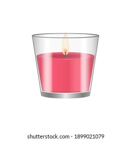 Vector illustration of a pink candle in a glass.