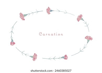 Ilustración vectorial de clavel rosa marco ovalado