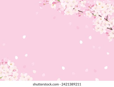 Ilustración vectorial de la floración del cerezo rosado.