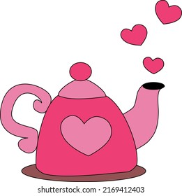 vector illustration of a pink childrens teapot on a white background