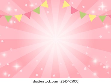 Vector illustration of pink concentrated lines and glitter