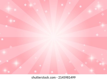 Vector illustration of pink concentrated lines and glitter