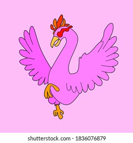 vector illustration of a pink crane. Can be used as icon or logo animal content.
