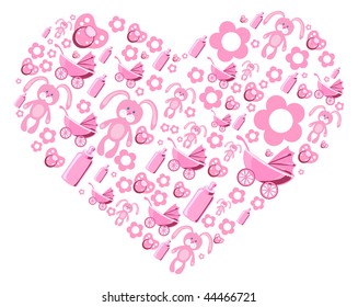 Ilustración vectorial del corazón creativo rosa