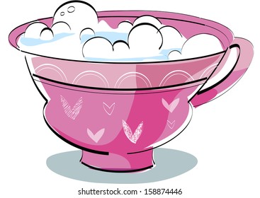 Ilustración vectorial de una taza rosa