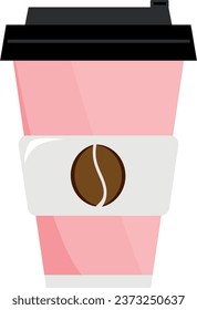 vector illustration of a pink cup with a takeaway coffee bean logo