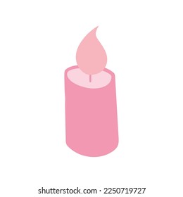 Vector illustration of pink cute candle. Hand drawn fragrance element. Simple doodle drawing of aromatic object