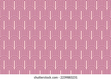 Vector illustration of pink and dark colored circular striped pattern.