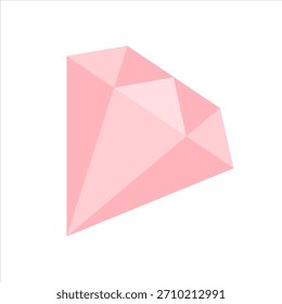 Ilustración vectorial de un diamante rosa en un estilo plano sobre un fondo blanco.